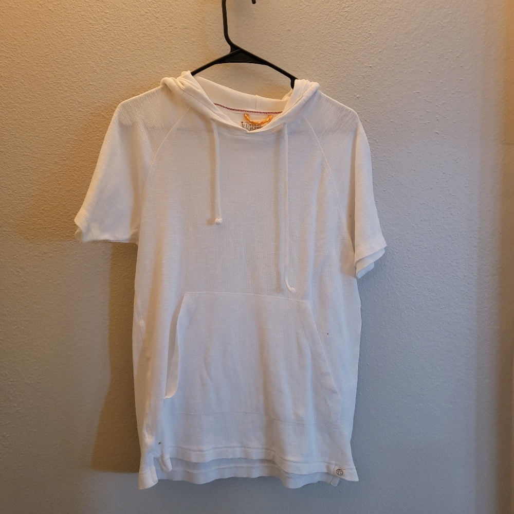 Adult small white short sleeve hoodie